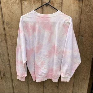 Russell Athletic Sweatshirt Unisex Medium Light Pink Tie Dye USA Crewneck